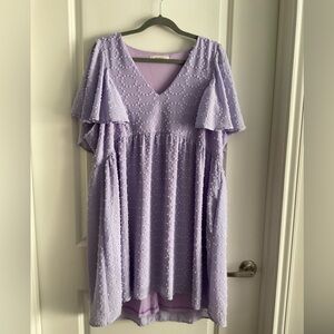 Arula Lavender Flutter Sleeve Dress